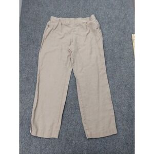 J. Jill Relaxed Wide Leg Linen-Blend Pants in Light Beige